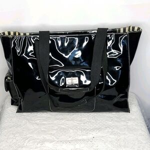 Sondra Robert's black glossy large tote bag